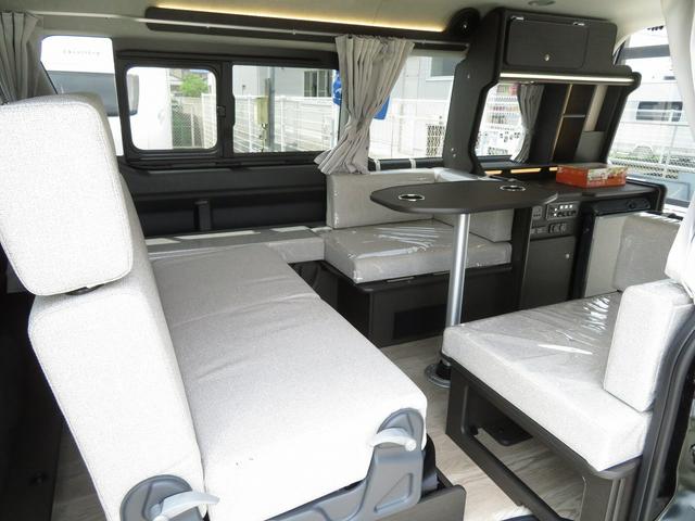 8ナンバーキャンピングカー 宮大工工法 高断熱 サブバッテリー 走行充電 外部充電 シンク 冷蔵庫 ファスプシート(2枚目)