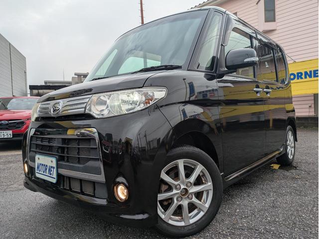 タント カスタムX スマートキー 社外CDデッキ USB接続 HIDヘッドライト フロントフォグ 片側パワスラ 純正14インチアルミ 革巻ステアリング アイドリングストップ 電動格納ウインカーミラー 盗難防止装置 ETC(46枚目)