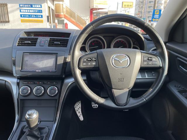 アテンザスポーツ 25Z 6MT 柿本改マフラー装備 HDDナビゲーション フルセグ DVD再生 バックカメラ ETC HIDヘッドライト ミラーウィンカー 運転席パワーシート クリアランスソナー 18インチアルミホイール(34枚目)