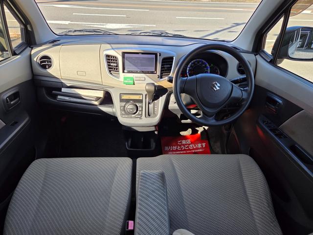 ワゴンＲ ＦＸ　社外ナビ　ＴＶ（ワンセグ）　アイドリングストップ機能　社外アルミＷ　ＥＴＣ　オートエアコン　ＰＷ　後部座席スモーク　法令点検整備実施　保証付　２年付（7枚目）