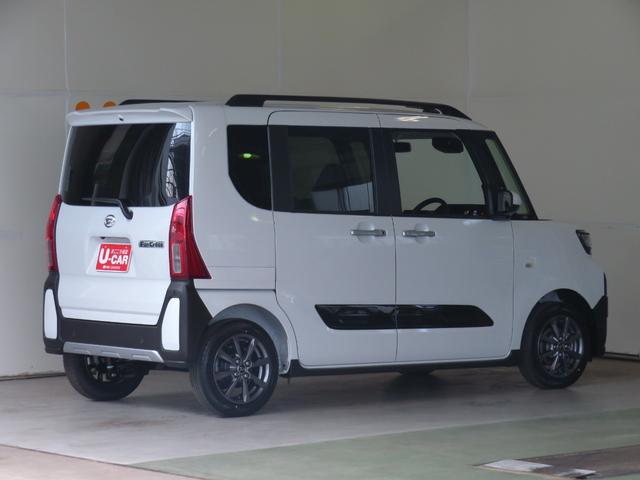 タント ファンクロス　届出済未使用車　オートエアコン　１年間無料保証　バックモニタ－　Ｉ－ＳＴＯＰ　ブレーキサポート　ワンオーナー車　シートヒータ　車線逸脱警報　両側オートスライドドア　キーフリー　セキュリティ　ＬＥＤライト　電動パーキングブレーキ　コーナーセンサー（4枚目）
