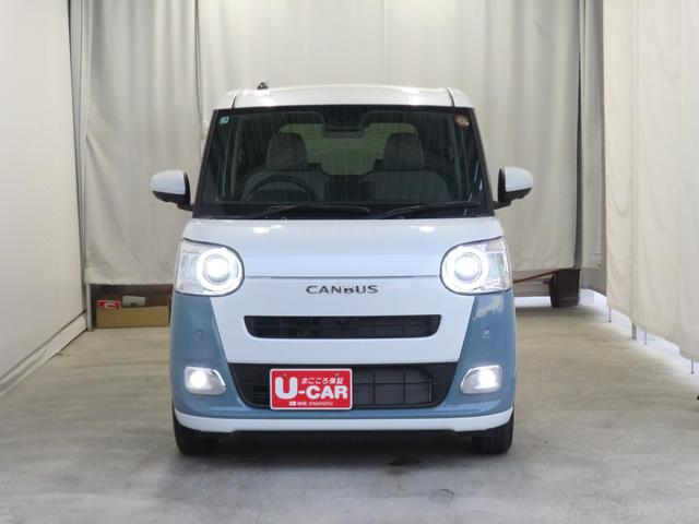 ムーヴキャンバス ストライプスＧ　　　　電動パーキングブレーキ　１年間無料保証　２０２６初売り１／４〜　ワンオーナー　ＬＥＤライト　元試乗車　車線逸脱警報　パノラマカメラ　両側パワースライドドア　コーナーセンサ　運転席・助手席シートヒーター　オートエアコン　純正フロアマット（3枚目）