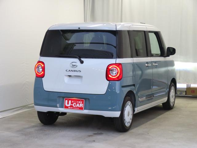 ムーヴキャンバス ストライプスＧ　　　　電動パーキングブレーキ　１年間無料保証　２０２６初売り１／４〜　ワンオーナー　ＬＥＤライト　元試乗車　車線逸脱警報　パノラマカメラ　両側パワースライドドア　コーナーセンサ　運転席・助手席シートヒーター　オートエアコン　純正フロアマット（4枚目）