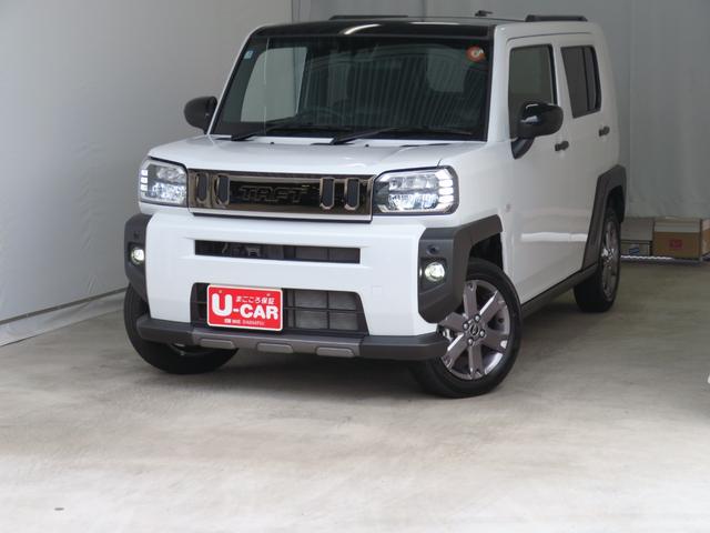 タフト Ｇターボ　ダーククロムベンチャー　キーフリー　１年間無料保証　車線逸脱警報装置　衝突回避支援ブレーキ　シートヒータ　電動格納ドアミラー　安全ボディ　ＬＥＤ　ムーンルーフ　Ａストップ　エアバッグ　記録簿　バックカメラ　電動パーキングブレーキ　コーナーセンサー（2枚目）