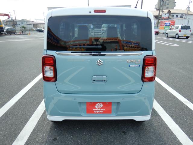 ワゴンｒスマイル スズキ ハイブリッドｓ ２トーンルーフパッケージ装着車 届け出済み未使用車 カリフォルニアスタイル スズキセーフティーサポート 全方位カメラ 後席両側電動スライドドア 運転席シートヒーター 携帯リモコン プッシュスタート 電動格納ドアミラーの