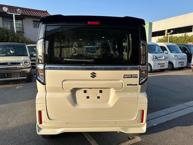 スペーシアカスタム ハイブリッドＸＳターボ　届出済未使用車・２ＷＤ・ＣＶＴ・ＬＥＤヘッドライト・電動パーキングブレーキ・シートヒーター・両側電動スライド・ステアリングヒーター・マルチユースフラップ・１５インチアルミ・ＵＳＢソケット・本革ハンドル（14枚目）