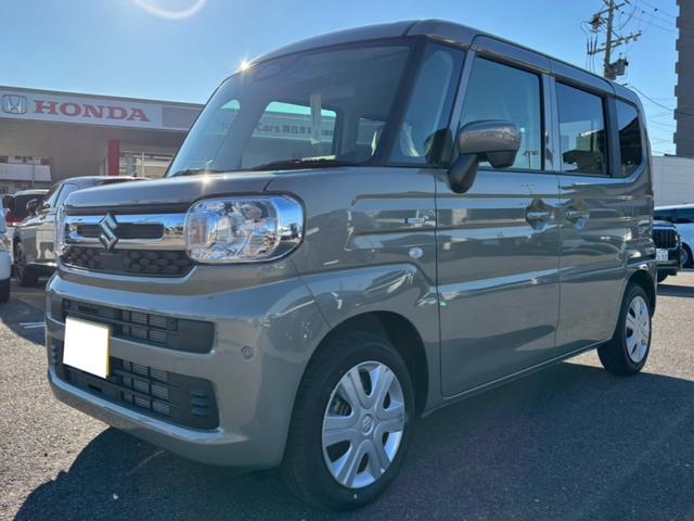 スペーシア ハイブリッドX 届出済未使用車 両側電動スライドドア 衝突被害軽減システム オートライト LEDヘッドランプ スマートキー アイドリングストップ 電動格納ミラー シートヒーター ベンチシート CVT(2枚目)