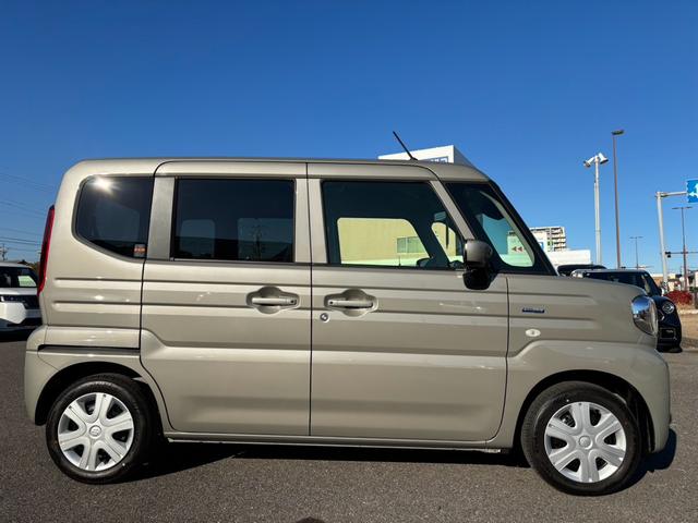スペーシア ハイブリッドX 届出済未使用車 両側電動スライドドア 衝突被害軽減システム オートライト LEDヘッドランプ スマートキー アイドリングストップ 電動格納ミラー シートヒーター ベンチシート CVT(5枚目)