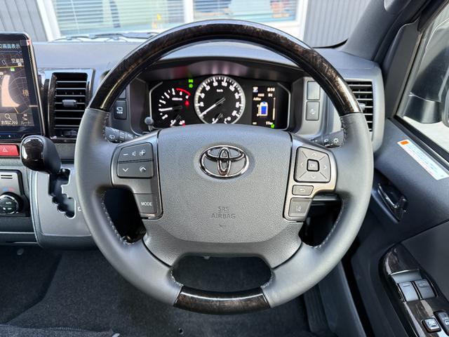 ハイエースバン スーパーGL ダークプライムII ALPINE11型フローティングナビ パノラミックビューモニター デジタルミラー 寒冷地仕様 プロジェクター式LEDヘッド AC100V フルセグTV Bluetooth 純正15インチアルミ(48枚目)