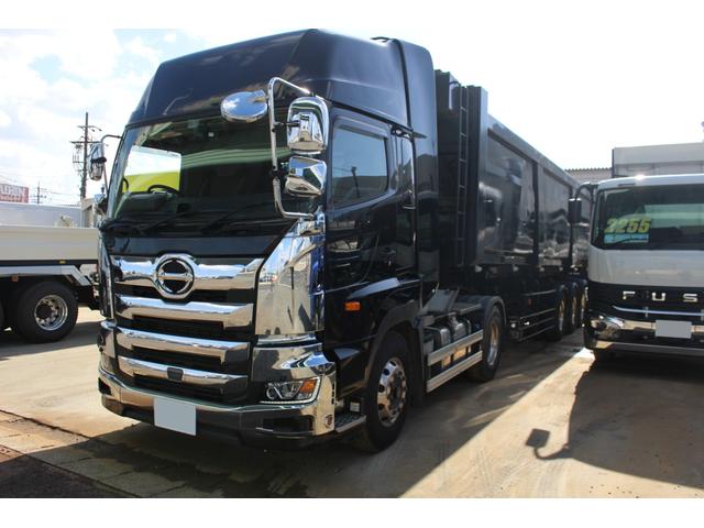 プロフィア ダンプトレーラーセット ハイルーフ アルミホイール 3軸土砂禁ダンプトレーラー 積載24600kg トレーラー40立米(3枚目)