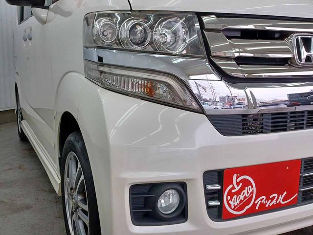 Ｎ－ＢＯＸカスタム Ｇ・Ｌパッケージ　ワンオーナ　禁煙車　スマートキー２個　純正ナビ　フルセグ　Ｂｌｕｅｔｏｏｔｈ　バックモニター　ＣＤ＆ＤＶＤ再生　パワースライドドア　オートライト　ＨＩＤ　フォグランプ　純正１４ＡＷ（4枚目）