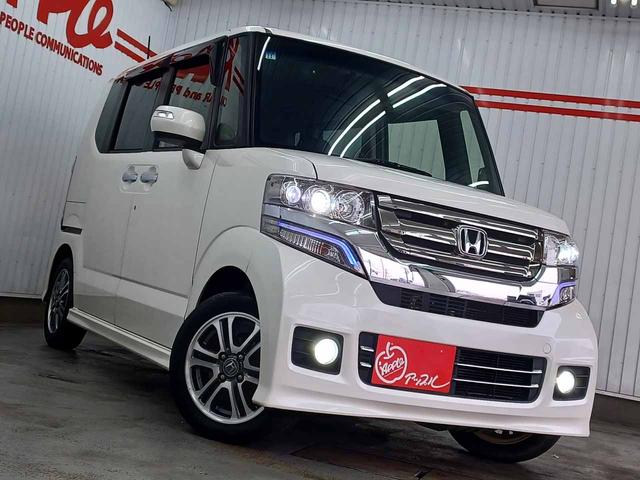 Ｎ－ＢＯＸカスタム Ｇ・Ｌパッケージ　ワンオーナ　禁煙車　スマートキー２個　純正ナビ　フルセグ　Ｂｌｕｅｔｏｏｔｈ　バックモニター　ＣＤ＆ＤＶＤ再生　パワースライドドア　オートライト　ＨＩＤ　フォグランプ　純正１４ＡＷ（6枚目）