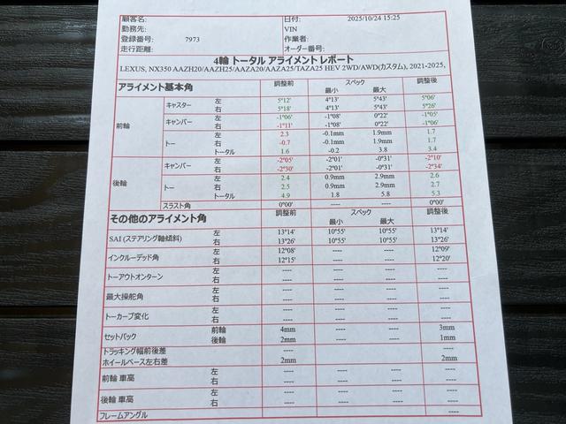 ＮＸ ＮＸ３５０ｈ　Ｆスポーツ　ＴＲＤフルエアロ＆パフォーマンスダンパー　２１インチ純正クラウンホイール　ＲＳＲサス　新品ワイトレ　寒冷地　Ｍ＇Ｓマフラー＆リアゲートスポイラー　大型パノラマルーフ　アドミレーションスポイラー（7枚目）