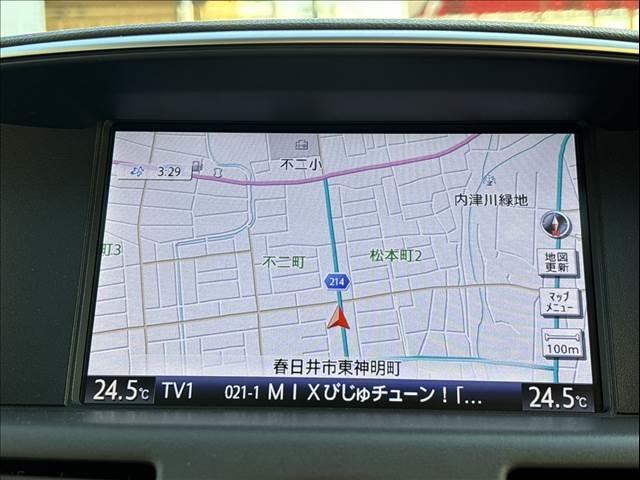 フーガハイブリッド ＶＩＰ　純正ＨＤＤナビ　フルセグＴＶ　バックカメラ　ＥＴＣ　本革シート　シートエアコン　禁煙車　レーダークルーズコントロール　シートヒーター　パワーシート　Ｂｌｕｅｔｏｏｔｈ　フルセグＴＶ　ＨＩＤヘッドライト（4枚目）