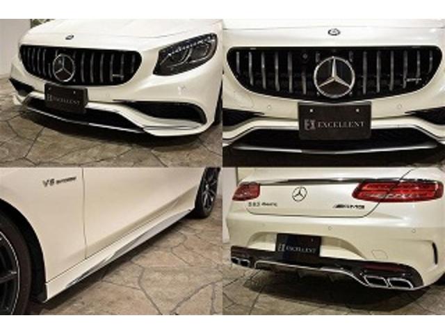 Sクラス S550 4マチック クーペ AMGライン S63仕様 純正S63エアロ/AMG鍛造20AW 社外マフラー カーボンステアリング パナメリカーナグリル ローダウン ゴールドキャリパー レザーEX デジーノブラックレザー ダイヤモンドホワイト(9枚目)