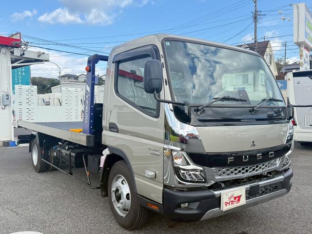 キャンター 積載車 カスタム 極東フラトップ カスタムグレード 極東フラトップ ワンオーナー 10インチ液晶メーター イージーアクセスキー バックカメラ LEDヘッドライト スマートキー ラジコン ウインチ 左電動格納ドアミラ 積載量3150kg(3枚目)