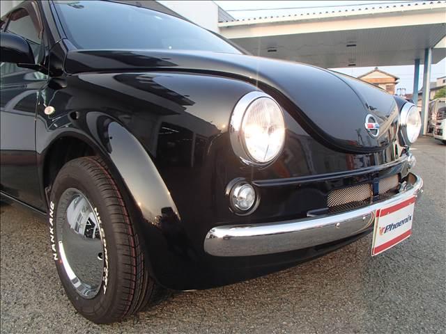 マーチ ハービー仕様★新品ホワイトレタータイヤ★メッキホイールカバー　カロッェリアナビ★地デジＴＶ★ＥＴＣ★スマートキー★プッシュスタート★ハービー仕様★新品ホワイトレタータイヤ★メッキホイールカバー★丸目ヘッドライト★メッキバンパーガード★ＥＴＣ★ウッドパネル★（5枚目）