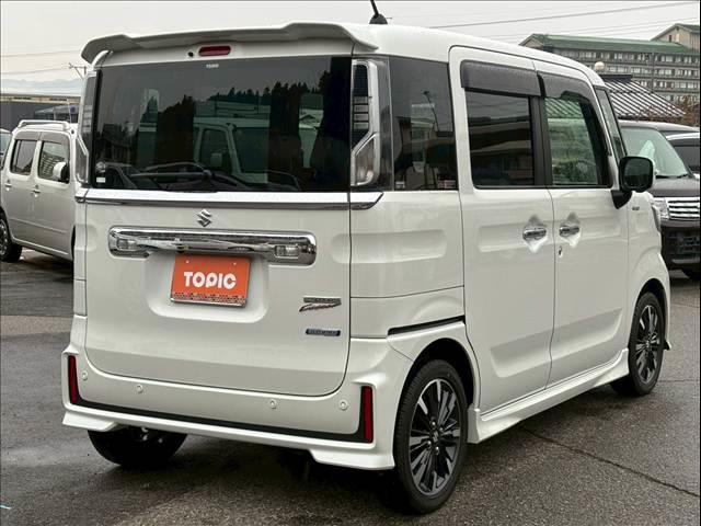 スペーシアカスタム ハイブリッドＸＳ　４ＷＤ／社外ナビ／テレビ／全方位モニター／オートエアコン／シートヒーター／充電用ＵＳＢチャージャー／クルーズコントロール／ＬＥＤヘッドライト／安全装備／衝突軽減ブレーキ／車線逸脱防止警報／ＬＥＤヘッド（4枚目）