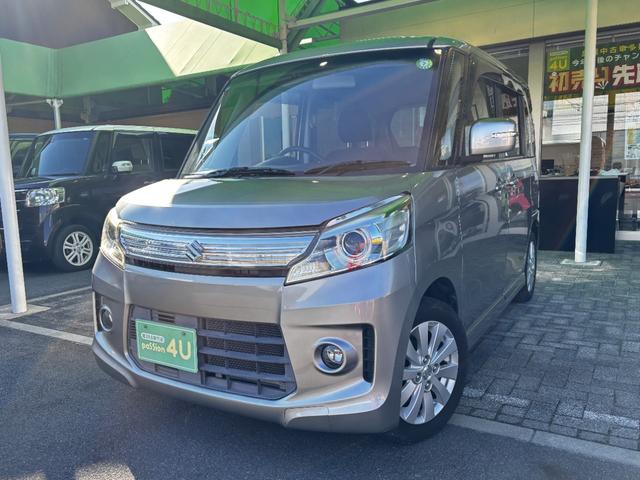 スペーシアカスタム ＸＳ　車検８年１１月　片側電動スライドドア　アイドリングストップ　光軸調整機能　電動格納ドアミラー　ディスチャージヘッドライト　三菱ナビ　アルミホイール　ベンチシート　オートエアコン　パワーウインドウ（4枚目）
