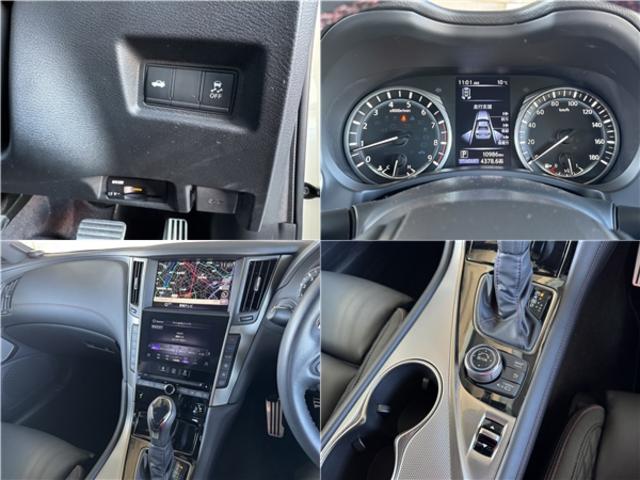 スカイライン ４００Ｒ　インテリジェントクルコン　ナビ　フルセグＴＶ　アラウンドビューモニター　ＬＥＤライト　スマートキー２個　黒革シート　ドラレコ　ＥＴＣ　ソナー　パワーシート　純正１９インチＡＷ　シートヒーター（5枚目）