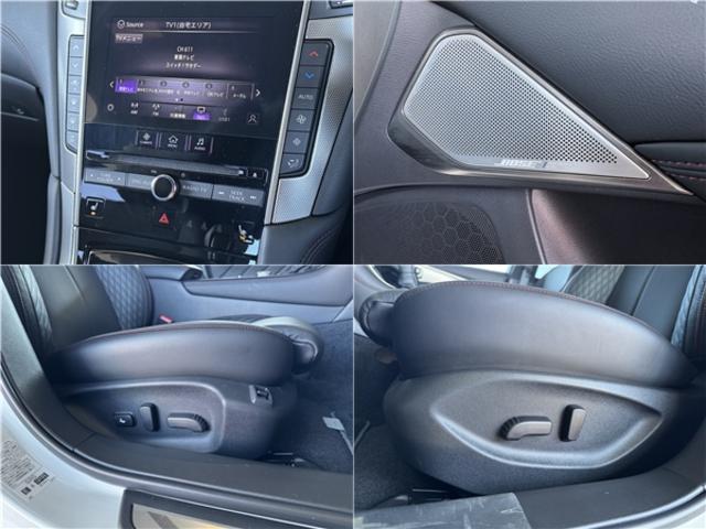 スカイライン ４００Ｒ　インテリジェントクルコン　ナビ　フルセグＴＶ　アラウンドビューモニター　ＬＥＤライト　スマートキー２個　黒革シート　ドラレコ　ＥＴＣ　ソナー　パワーシート　純正１９インチＡＷ　シートヒーター（16枚目）