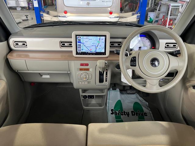 アルトラパン Ｘ　純正８インチナビ　Ｂｌｕｅｔｏｏｔｈ　フルセグＴＶ　全方位モニター　ＨＩＤヘッド　２トンカラー　純正アルミ　リアソナー　衝突被害軽減ブレーキ　革巻きハンドル　ＥＴＣ　スマートキー　タイヤ新品（4枚目）