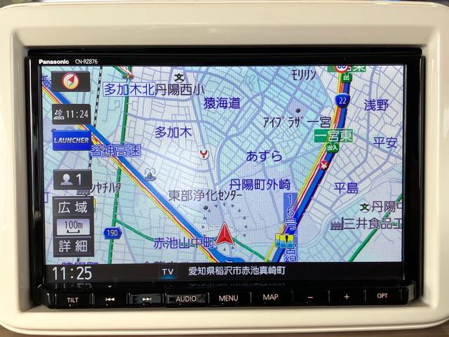 アルトラパン Ｘ　純正８インチナビ　Ｂｌｕｅｔｏｏｔｈ　フルセグＴＶ　全方位モニター　ＨＩＤヘッド　２トンカラー　純正アルミ　リアソナー　衝突被害軽減ブレーキ　革巻きハンドル　ＥＴＣ　スマートキー　タイヤ新品（6枚目）