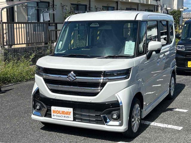 スペーシアカスタム ハイブリッドGS 届け出済み未使用車 両側スライド・片側電動 クリアランスソナー オートクルーズコントロール オートライト LEDヘッドランプ スマートキー アイドリングストップ 電動格納ミラー シートヒーター(12枚目)