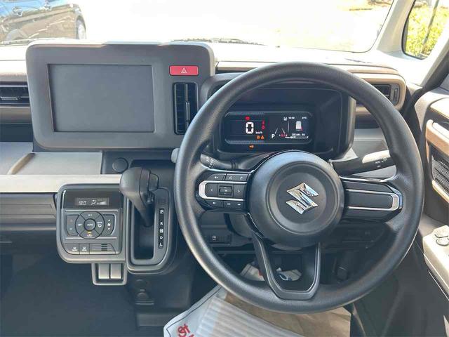 スペーシア ハイブリッドＧ　届け出済み未使用車　両側スライドドア　クリアランスソナー　衝突被害軽減システム　オートライト　ＬＥＤヘッドランプ　スマートキー　アイドリングストップ　電動格納ミラー　シートヒーター　ベンチシート（3枚目）