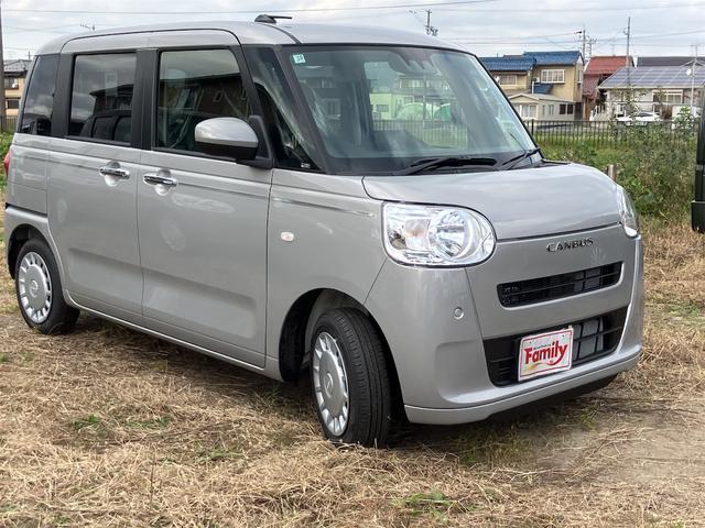 ムーヴキャンバス セオリーＸ　届け出済み未使用車　両側電動スライドドア　クリアランスソナー　レーンアシスト　衝突被害軽減システム　オートライト　スマートキー　アイドリングストップ　電動格納ミラー　ベンチシート　ＣＶＴ（54枚目）