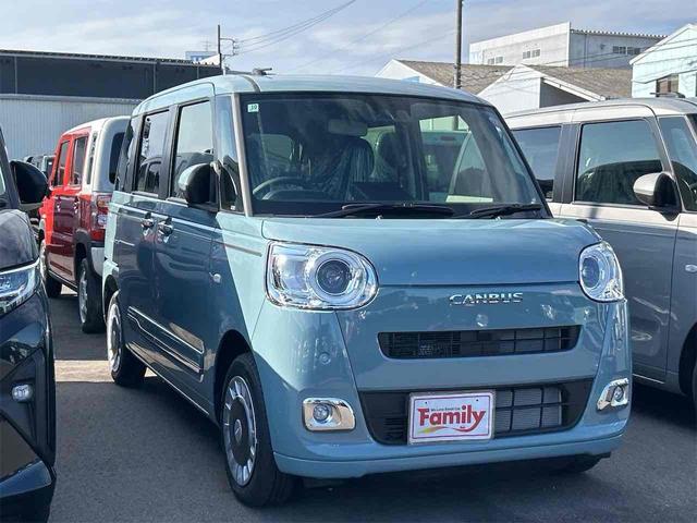 ムーヴキャンバス セオリーＧ　届け出済み未使用車　両側電動スライドドア　クリアランスソナー　衝突被害軽減システム　オートライト　ＬＥＤヘッドランプ　スマートキー　アイドリングストップ　電動格納ミラー　シートヒーター　ベンチシート（18枚目）