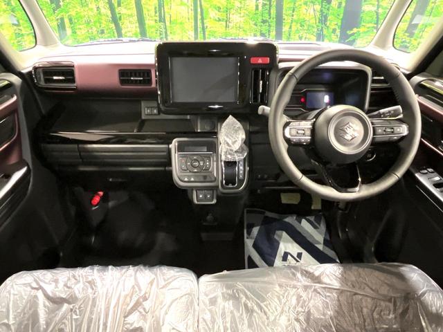 スペーシアカスタム ハイブリッドＸＳ　届出済未使用車　両側電動ドア　衝突軽減　レーダークルーズ　ハーフレザーシート　シートヒーター　ハンドルヒーター　コーナーセンサー　ヘッドアップディスプレイ　ＬＥＤヘッド　純正１５インチアルミ（2枚目）