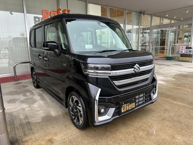 スペーシアカスタム ハイブリッドＸＳ　新型　届出済未使用車　両側電動スライドドア　アダクティブクルーズコントロール　アイドリングストップ　電動格納ドアミラー　スマートキー　アルミホイール　シートヒーター　衝突被害軽減ブレーキ（5枚目）