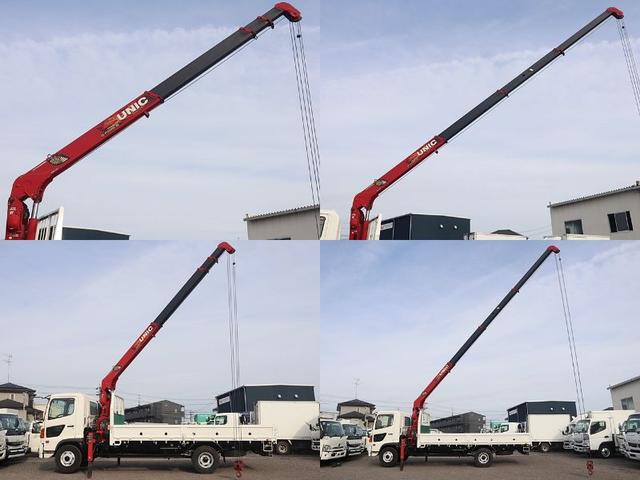 ヒノレンジャー ４段クレーン　ラジコン　ユニック　角足　差違アウトリガー　ＵＲＧ３７４ＲＫ　フック格納　２．９３ｔ吊り　荷台鉄板張り　ナビ　ＴＶ　ＥＴＣ　ＥＳスタート　ドラレコ　荷台地上高１１２ｃｍ　ブームアウトリガー未格納警報装置　ロープ穴・床フック５対　セイコーラック（11枚目）