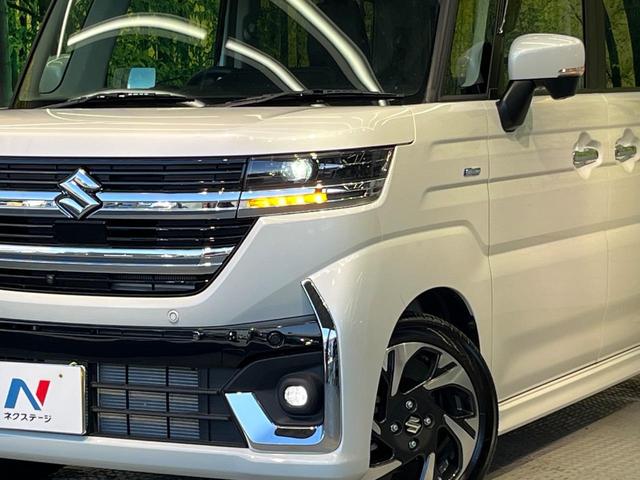 スペーシアカスタム ハイブリッドXSターボ 9型ナビ 両側電動ドア 全周囲カメラ 衝突被害軽減システム レーダークルーズ 禁煙車 ハーフレザーシート コーナーセンサー スマートキー LEDヘッド ビルトインETC オートハイビーム 車線逸脱警報(12枚目)