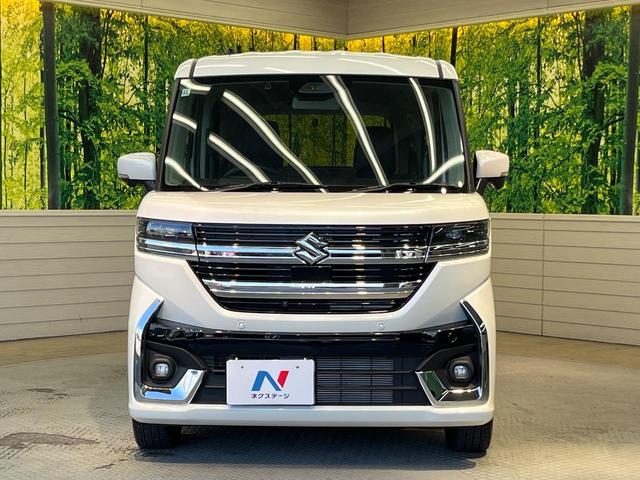 スペーシアカスタム ハイブリッドXSターボ 9型ナビ 両側電動ドア 全周囲カメラ 衝突被害軽減システム レーダークルーズ 禁煙車 ハーフレザーシート コーナーセンサー スマートキー LEDヘッド ビルトインETC オートハイビーム 車線逸脱警報(14枚目)