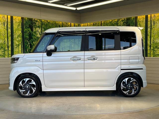 スペーシアカスタム ハイブリッドXSターボ 9型ナビ 両側電動ドア 全周囲カメラ 衝突被害軽減システム レーダークルーズ 禁煙車 ハーフレザーシート コーナーセンサー スマートキー LEDヘッド ビルトインETC オートハイビーム 車線逸脱警報(25枚目)