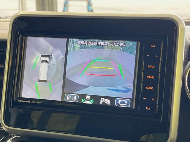 スペーシアカスタム ハイブリッドＸＳ　両側電動ドア　純正ＳＤナビ　全周囲カメラ　衝突被害軽減システム　禁煙車　ハーフレザーシート　シートヒーター　コーナーセンサー　スマートキー　ＬＥＤヘッド　車線逸脱警報　オートライト　オートエアコン（4枚目）