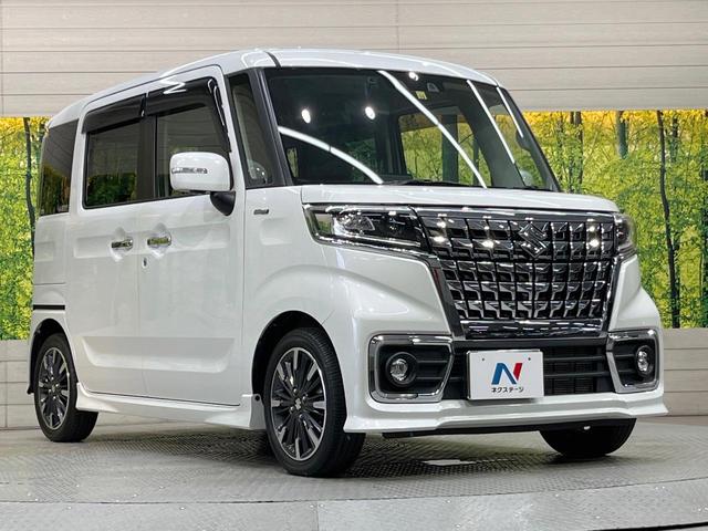 スペーシアカスタム ハイブリッドXSターボ ターボ 純正9型ナビ 全周囲カメラ 衝突被害軽減装置 レーダークルーズ 禁煙車 ハーフレザーシート コーナーセンサー スマートキー LEDヘッド ETC オートハイビーム オートライト 15インチAW(16枚目)