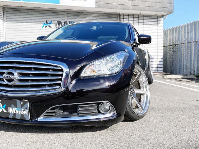 シーマ ハイブリッド VIP WORKジースト20深リムAW FR鬼キャン仕様 Tディメント車高調 メガRCFアッパー TディメントRアッパー スキッドRCRアームテンションロッド SR クルコン 本革PWシート 地デジ Bカメラ(18枚目)