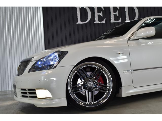アスリートGパッケージ 黒革シート 車高調 社外19インチメッキホイール ワンオフマフラー メッキグリル メッキピラー フルエアロ トランクスポイラー ゴールドエンブレム シートヒーター 地デジ ETC スモーク施工済(15枚目)