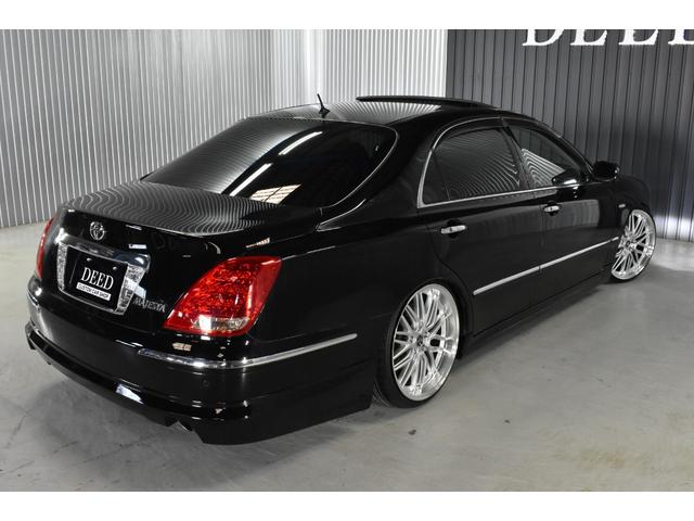 クラウンマジェスタ Cタイプ Fパッケージ 黒革シート サンルーフ 純正HDDナビ フルエアロ エアサスコントローラー 新品20インチ 新品タイヤ LEDフォグ カラーキャリパー DVD再生可能 全席シートヒーター ETC バックカメラ(58枚目)