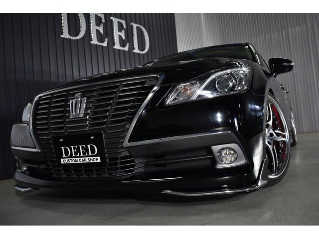 クラウン ロイヤルサルーン　フルエアロ　新品フルタップ式車高調　ＷＯＲＫデュランダル２０インチ　トランクスポイラー　ウィンカーミラー　ＬＥＤフォグ　純正マルチ　ＤＶＤ再生　地デジ　Ｂｌｕｅｔｏｏｔｈ接続　ミュージックサーバー（16枚目）