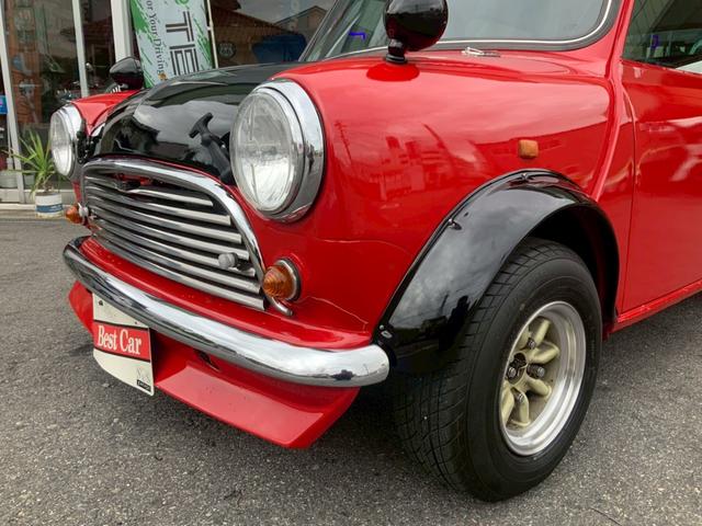 MINI クーパー1.3i 全塗装済み 10インチ6Jワタナベホイール ワイドフェンダー エアコン付き 4MT ハイローキット コイルスプリング FRPボンネット フロントスポイラー(13枚目)