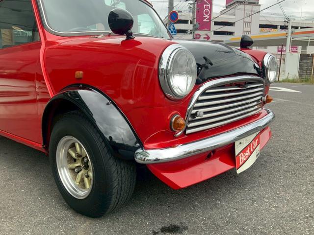 MINI クーパー1.3i 全塗装済み 10インチ6Jワタナベホイール ワイドフェンダー エアコン付き 4MT ハイローキット コイルスプリング FRPボンネット フロントスポイラー(27枚目)