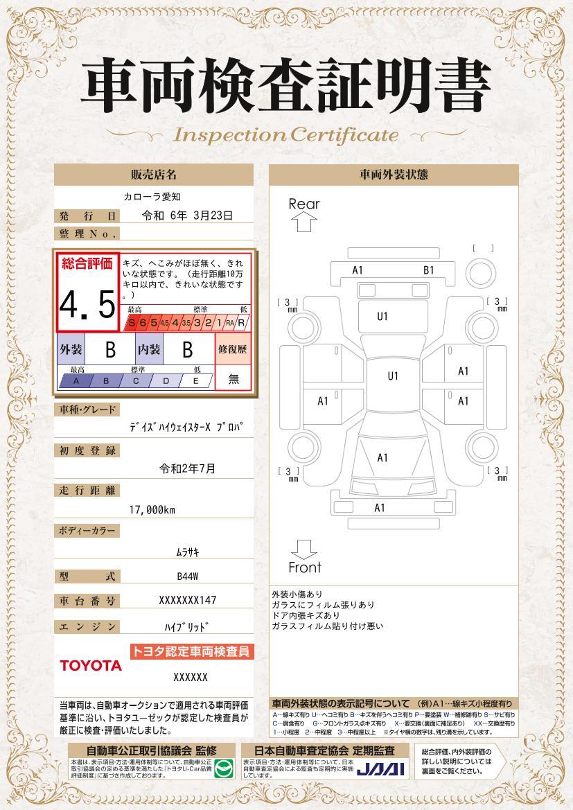 車両状態評価書