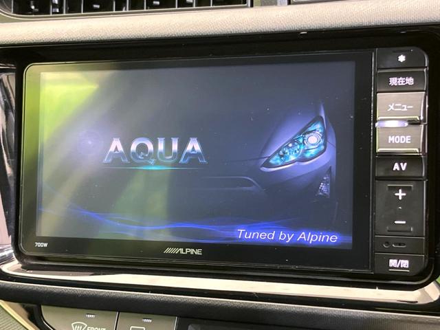 アクア Ｓ　禁煙車　アルパインＳＤナビ　Ｂｌｕｅｔｏｏｔｈ再生　バックカメラ　フルセグＴＶ　ＥＴＣ　スマートキー　ステアリングスイッチ　ＣＤ・ＤＶＤ再生　オートライト　オートエアコン（3枚目）