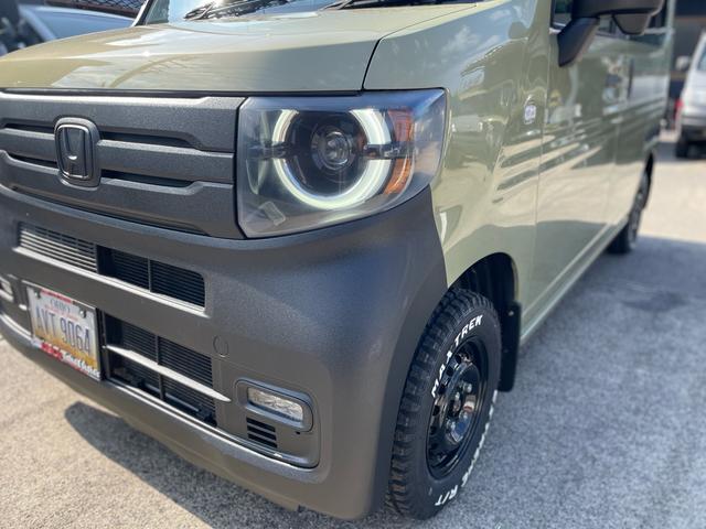 Ｎ－ＶＡＮ ファン・ターボ　プラススタイル　ファン　ターボ　前後バンパーラプターライナー塗装　車検対応ゴツゴツホワイトレタータイヤ　ブラックスチールホイール　ナビ　ＴＶ　ｂａｃｋカメラ　ＥＴＣ　スマートキー　ＬＥＤヘッドライト（20枚目）