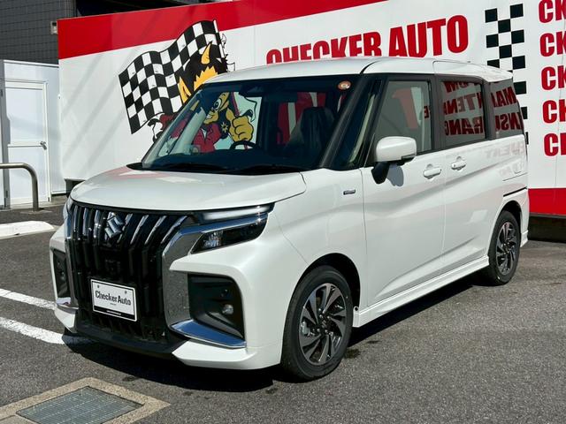 ソリオバンディット ハイブリッドＭＶ　スズキセーフティサポート　両側パワースライドドア　ＬＥＤヘッド・フォグランプ　本革巻シフトノブ・ステアリングホイール　ヘッドアップディスプレイ　電動パーキングブレーキ　運転席・助手席シートヒーター（4枚目）