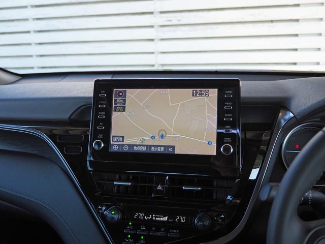 カムリ Ｇレザーパッケージ　セーフティセンス　パノラマムーンルーフ　９インチディスプレイオーディオナビ　パノラミックビューモニター　革シート　パワーシート　シートヒーター　レーダークルコン　デジタルインナーミラー型前後ドラレコ（4枚目）